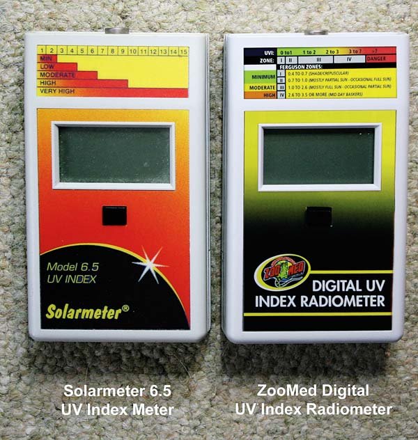  Fig. 4. Two UV index meters proven reliable for both sunlight and lamp measurement. Inexpensive “sun smart” meters gave false results with lamps owing to their wider spectral sensitivity.