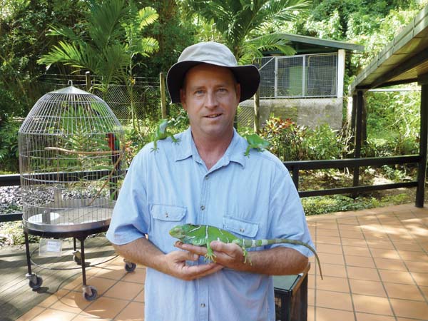 Jerry Fife with a Fiji crested iguana
