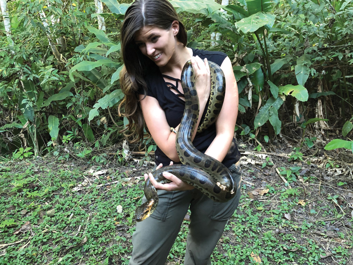 The author finds a green anaconda