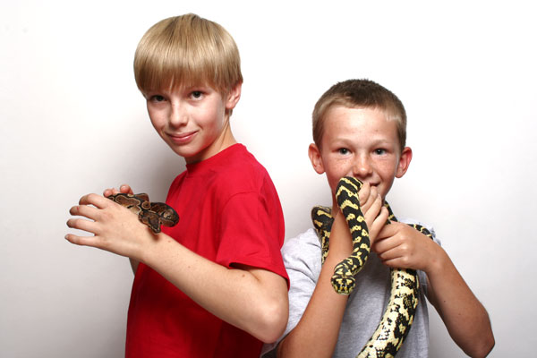 kids with snakes